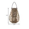 20 Inch Curved Diamond Lattice Bamboo Lantern with Braided Handle; Brown; DunaWest
