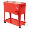 Outdoor Patio Party Rolling Steel Construction 80 Quart Bar Cooler