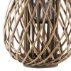20 Inch Curved Diamond Lattice Bamboo Lantern with Braided Handle; Brown; DunaWest
